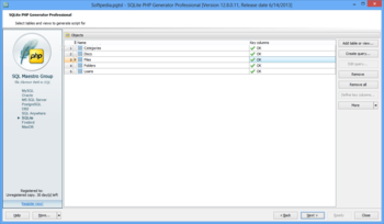 SQLite PHP Generator Professional screenshot 2
