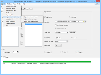 SqliteToExcel screenshot 2