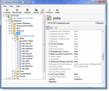 SQLServerPrint 2008 screenshot
