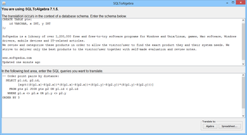 SQLToAlgebra screenshot