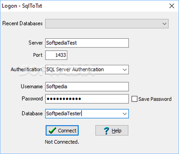 SqlToTxt screenshot