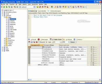 SQLyog MySQL GUI screenshot