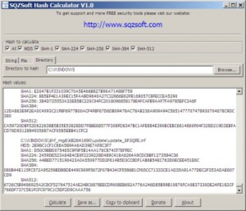 SQZSoft Hash Calculator screenshot