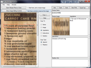 SRS Recipe Organizer screenshot