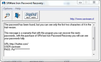 SRWare Iron Password Recovery screenshot