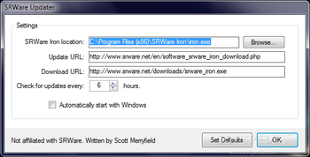 SRWare Updater screenshot