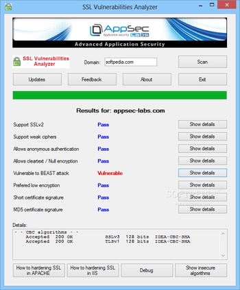 SSL Vulnerabilities Analyzer screenshot 1
