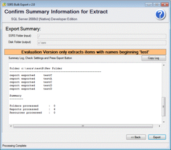 SSRS Export screenshot