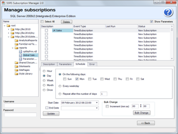 SSRS Subscription Manager screenshot
