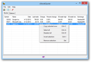 sStockQuote screenshot