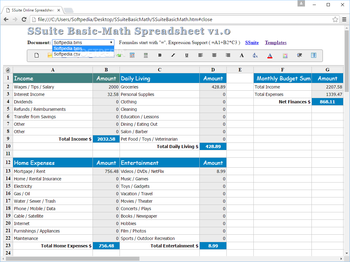 SSuite Basic-Math Spreadsheet screenshot 2