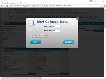 SSuite Basic-Math Spreadsheet screenshot 3