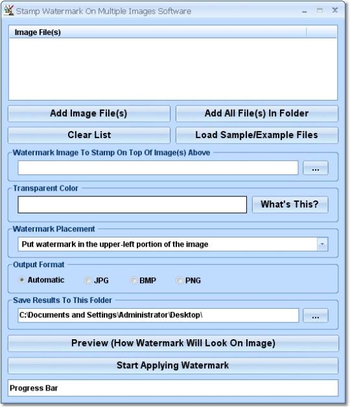 Stamp Watermark On Multiple Images Software screenshot