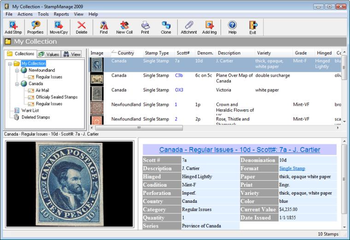 StampManage Canada Philatelic Software screenshot