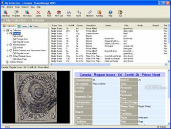 StampManage Canada Philatelic Software screenshot 2