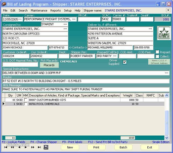 Star Bill of Lading Program screenshot 2