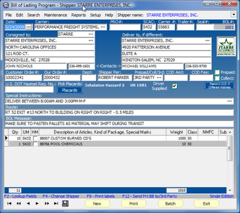 Star Bill of Lading Program screenshot