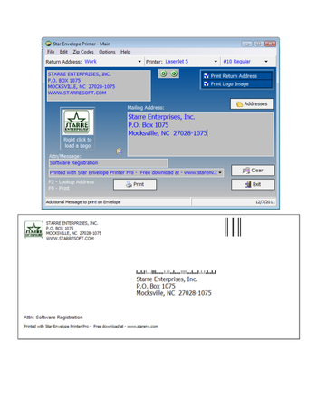 Star Envelope Printer Pro screenshot