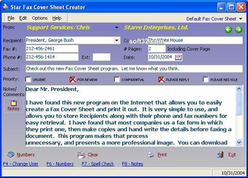 Star Fax Cover Sheet Creator screenshot 2