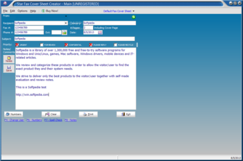 Star Fax Cover Sheet Creator screenshot