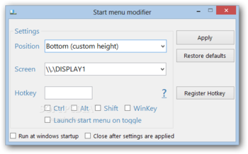 Start Menu Modifier screenshot