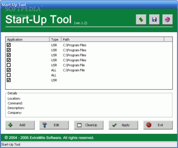 Start-Up Tool screenshot