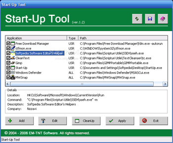 Start-Up Tool screenshot 2