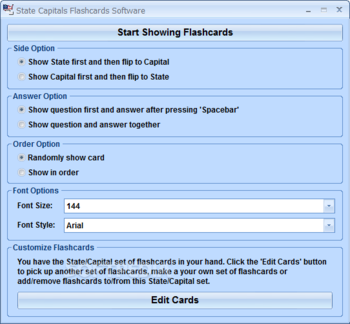 State Capitals Flashcards Software screenshot