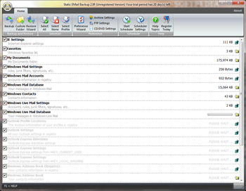 Static EMail Backup screenshot