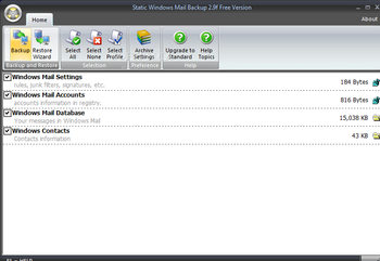 Static Windows Mail Backup Free screenshot