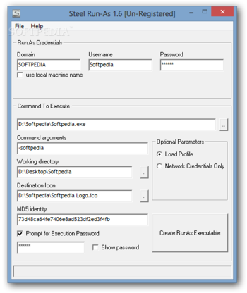 Steel RunAs screenshot