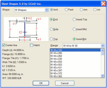 Steel Shapes for AutoCAD screenshot