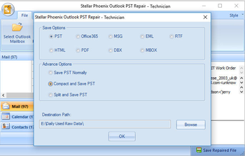 Stellar Phoenix Outlook PST Repair Technical screenshot