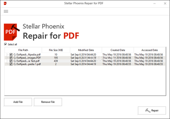 Stellar Phoenix Repair for PDF screenshot