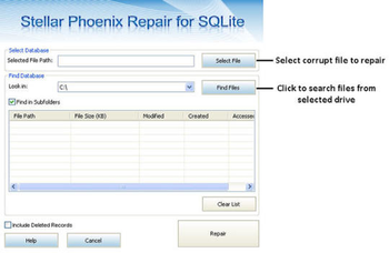 Stellar Phoenix Repair for SQLite screenshot 2
