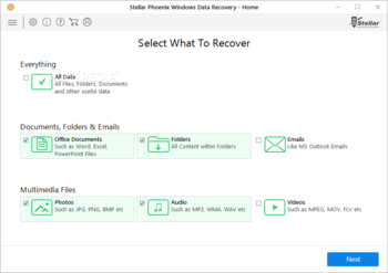 Stellar Phoenix Windows Data Recovery Home screenshot