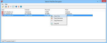 SterJo FileZilla Decryptor screenshot 2
