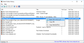 SterJo Firefox History Portable screenshot