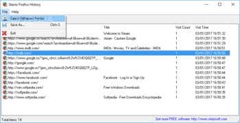 SterJo Firefox History Portable screenshot 2