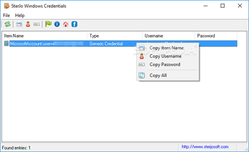 SterJo Windows Credentials screenshot