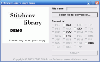 Stitchcnv Library screenshot