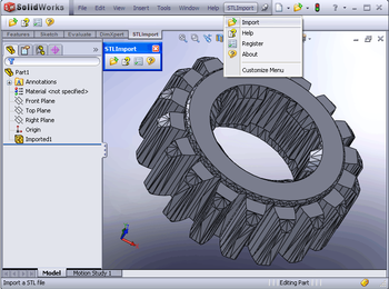 STL Import for SolidWorks screenshot