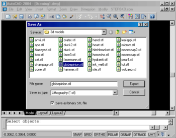 STL4CAD 2004 - Export STL screenshot
