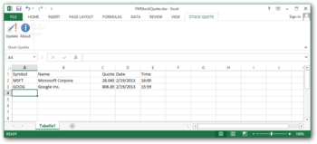 Stock Quote for Excel 2013 screenshot