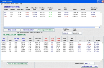 Stocks Tracker screenshot