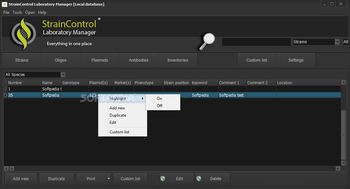 StrainControl Laboratory Manager screenshot