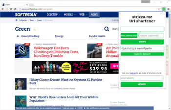 Strizza.me URL Shortener Chrome Extension screenshot