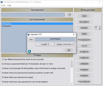 Strong Passwords Need Entropy (S.P.N.E.) screenshot 9
