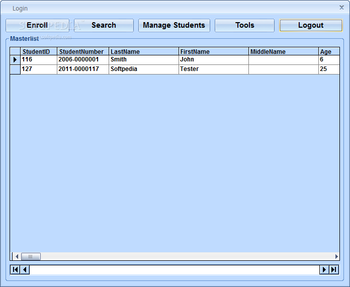 Student Enrollment Database Software screenshot