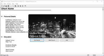 Student Resume Writer Personal Edition screenshot